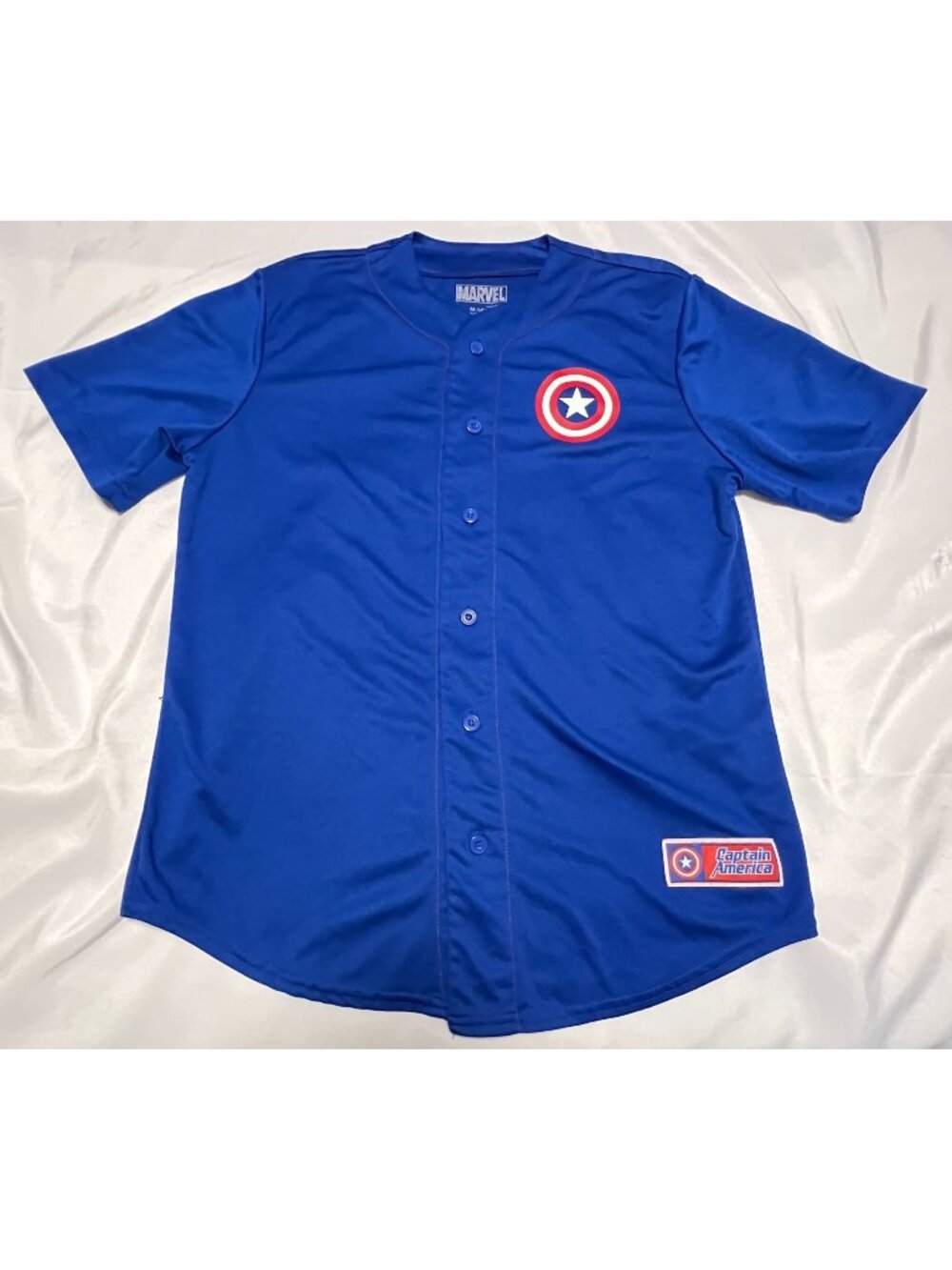 Marvel Captain American Blue Baseball Jersey Medium